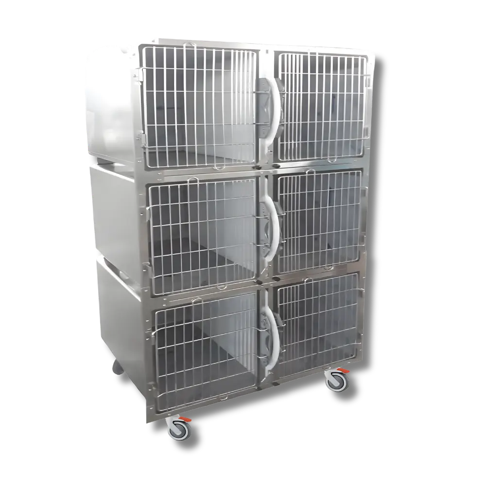 Lory Progetti Veterinari Käfigkombination mit 6 Boxen auf Rädern inkl. 3 Trennwände L121xP72xH198cm