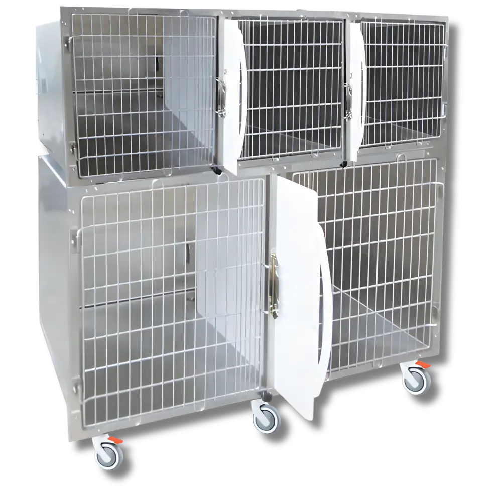 Lory Progetti Veterinari Käfigkombination mit 5 Boxen auf Rädern inkl. 3 Trennwänden L181,5xP72xH172 cm