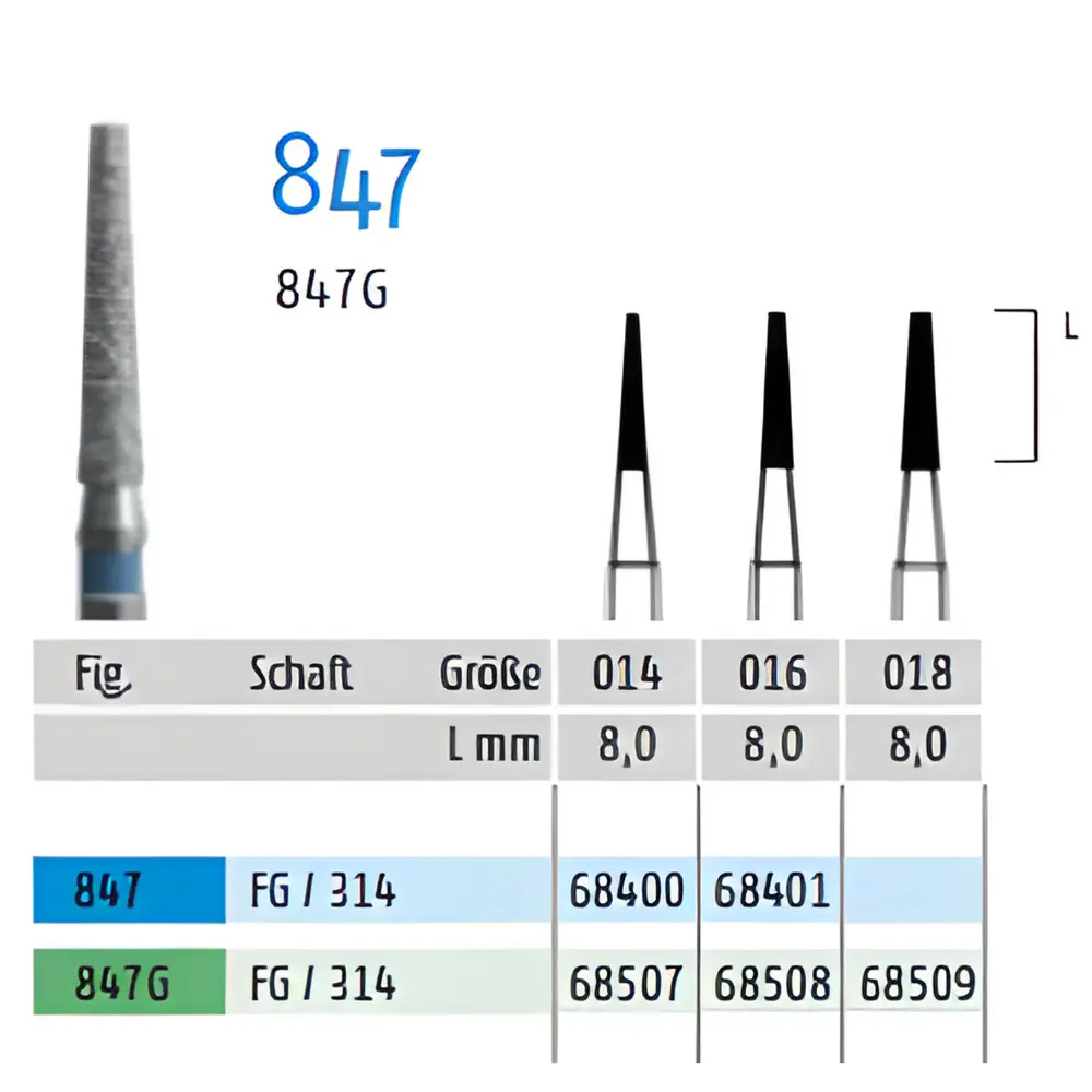 K. Diamantbohrer Konus flach FG 014 blau, 5 Stk.