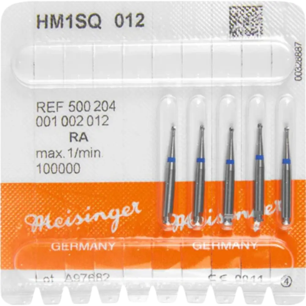 K. Hartmetall Bohrer, RA (Winkelstück), Kugel, blau, ISO 012, 5 Stk  