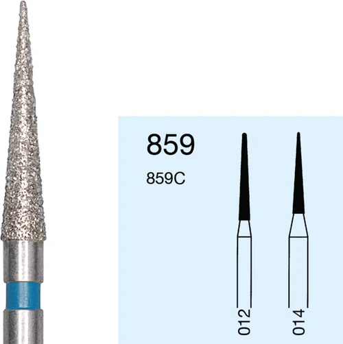 K. Diamant Bohrer FG spitz 010, 859L lange Spitze 11,5 mm, 5 Stk