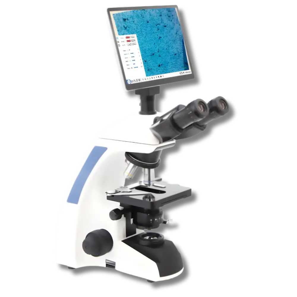 Trinokulares digitales Mikroskop mit 10,5″ Touch‑LCD‑Android‑Pad + 4K‑Digital‑Kamera