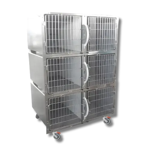 [GA055] Lory Progetti Veterinari Käfigkombination mit 6 Boxen fahrbar GA055