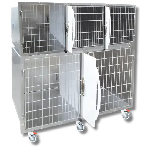 [GA012] Lory Progetti Veterinari Käfigkombination mit 5 Boxen inkl. 3 Trennwänden GA012 172x181,5 cm fahrbar 