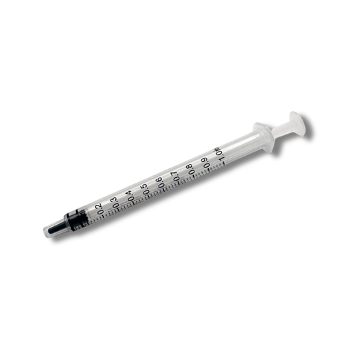 [1100001] Tuberkulinspritze m. Gummispardorn, 1 ml, 100 Stk