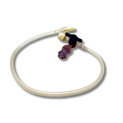 [1100010] 3 Wege Hahn blau m. Injektionsport, 30 cm Verlängerung, 50 Stk