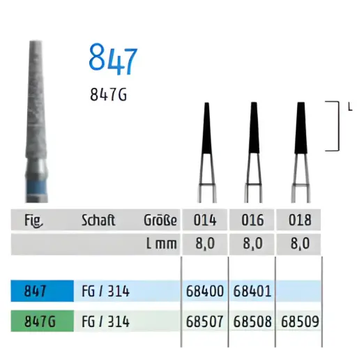 [68400] K. Diamantbohrer Konus flach FG 014 blau, 5 Stk.