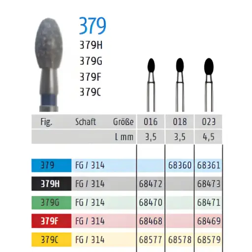 [K68360] K. Diamant Bohrer FG Ei-form 3,5 mm 018, 5 Stk