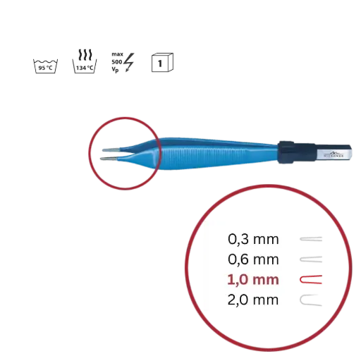 [140-101-012] Pinzette bipolar sterilisierbar 120mm 1,0mm