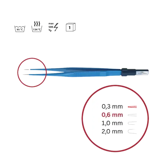[140-100-615] Pinzette bipolar sterilisierbar 150mm 0,6mm 