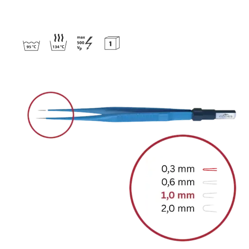 [140-101-015] Pinzette bipolar sterilisierbar 150mm 1,0mm