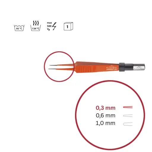 [148-100-011] Pinzette bipolar Non-Stick sterilisierbar 110mm 0,3mm