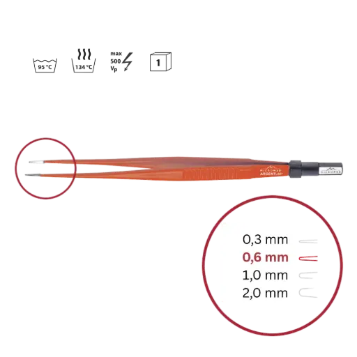 [148-100-618] Pinzette bipolar Non-Stick sterilisierbar 180mm 0,6mm