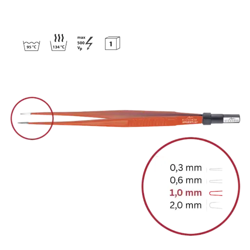 [148-101-018] Pinzette bipolar Non-Stick sterilisierbar 180mm 1,0mm
